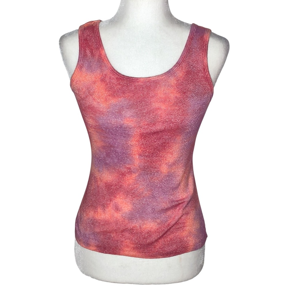 KXI Tank Top Women Small Pink Orange Shimmer Shine Tie Dye‎ Vintage